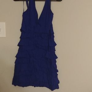 Blue ruffle halter dress